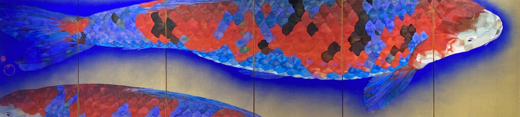岩田壮平　「六々魚」　絹本彩色　59×251cm